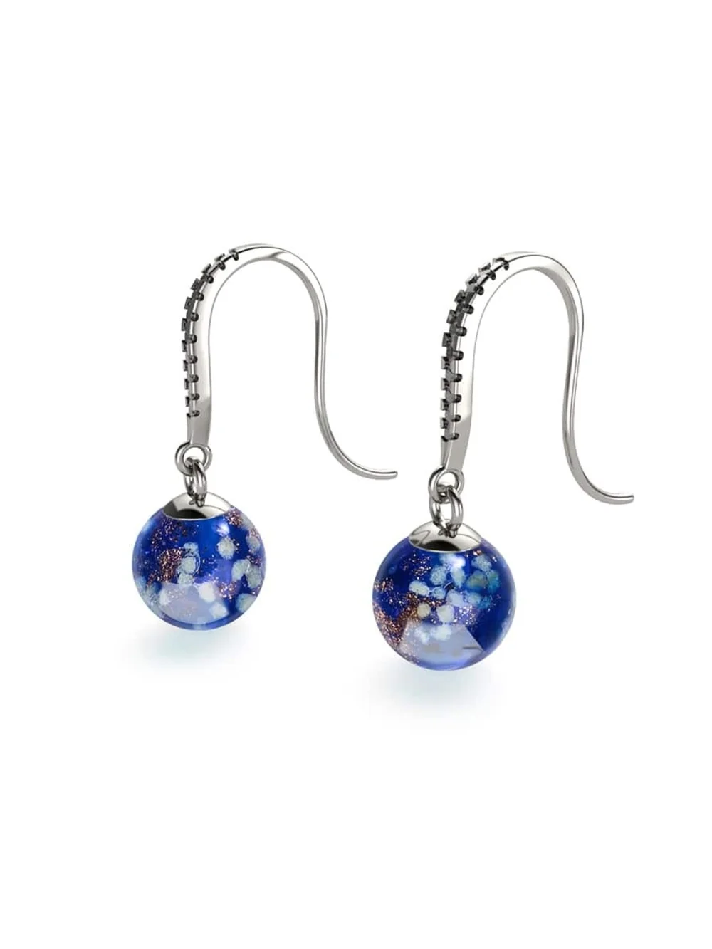 🆕️ NOGU Sapphire .925 Sterling Silver Firefly Glass Huggie Earrings